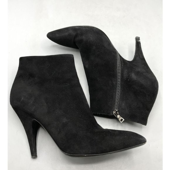 Prada Black Suede Bootie Heels Size 39 - Picture 1 of 6